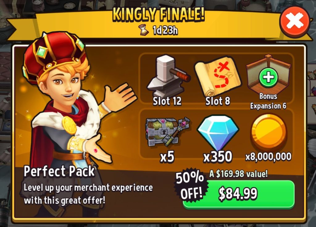 Екран підписки Royal Merchant у Shop Titans